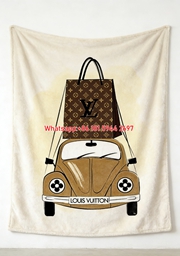 LV Vintage Car & Bag Blanket Playful LV Monogram Car Throw 217